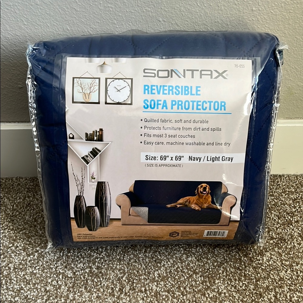 SONTAX Navy Blue Reversible Sofa Protector